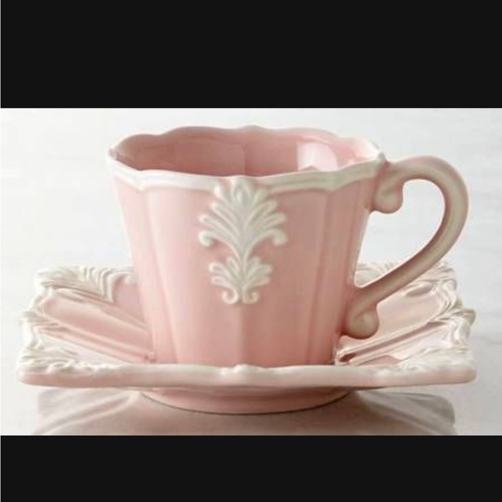 Horchow Pink Square Baroque Dinnerware Service 5 piece set - Picture 2 of 4